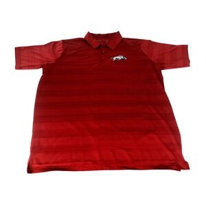 Antigua Mens Red Arkansas Razorbacks Polo Shirt Size Large Game Day Sportswear